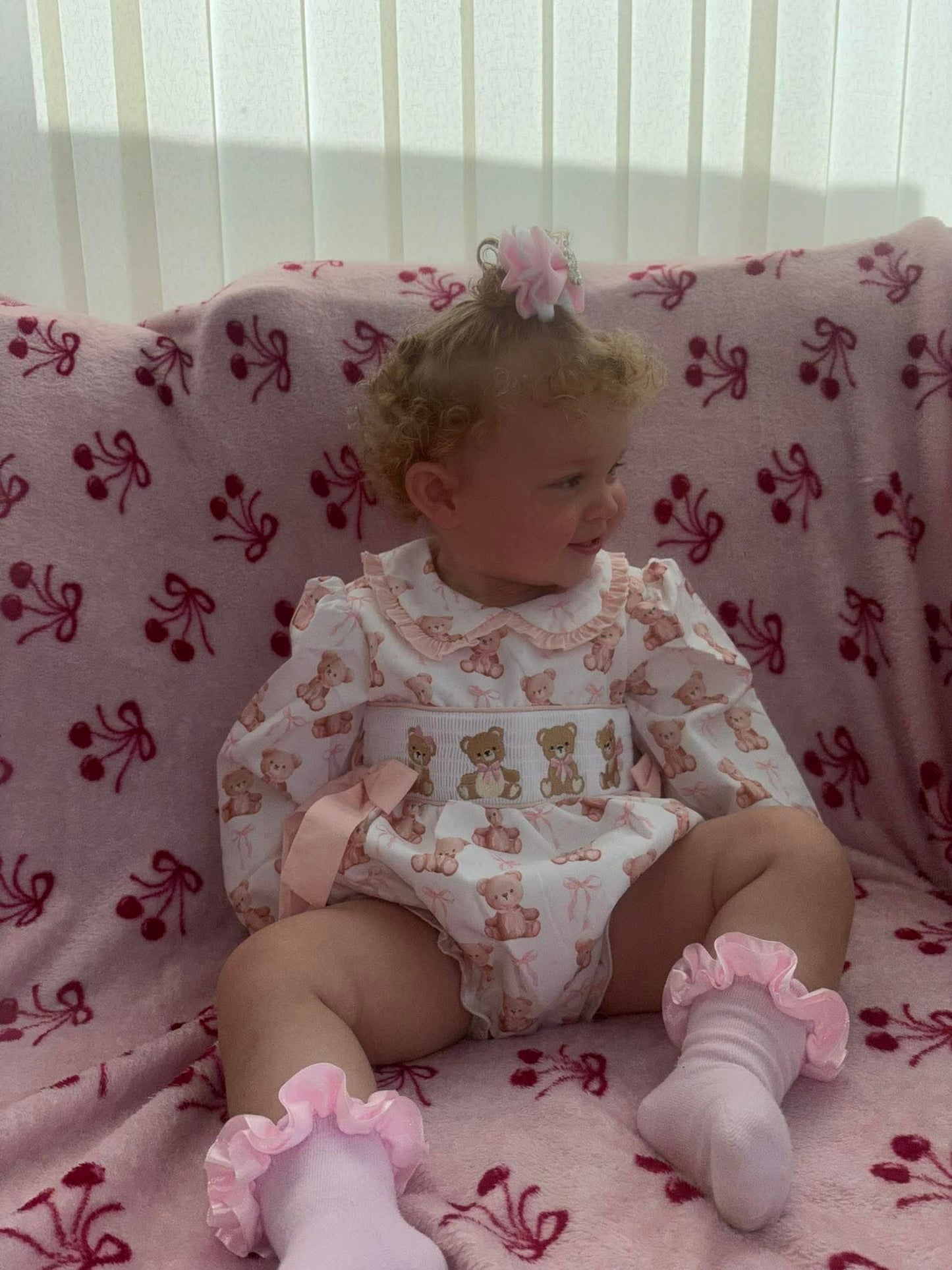 Girls Teddys Smocked Romper