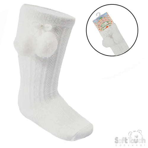 Soft Touch Ribbed Pom Pom Socks