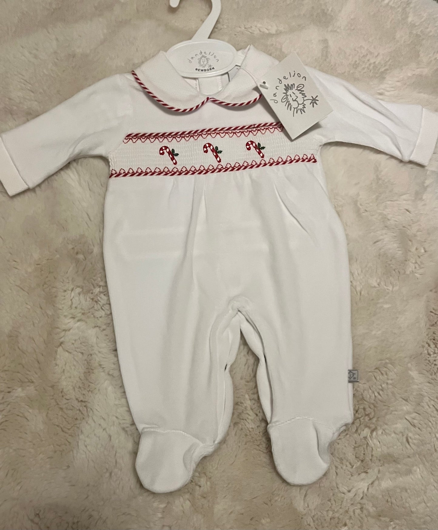 Candy Cane Smocked Babygrows