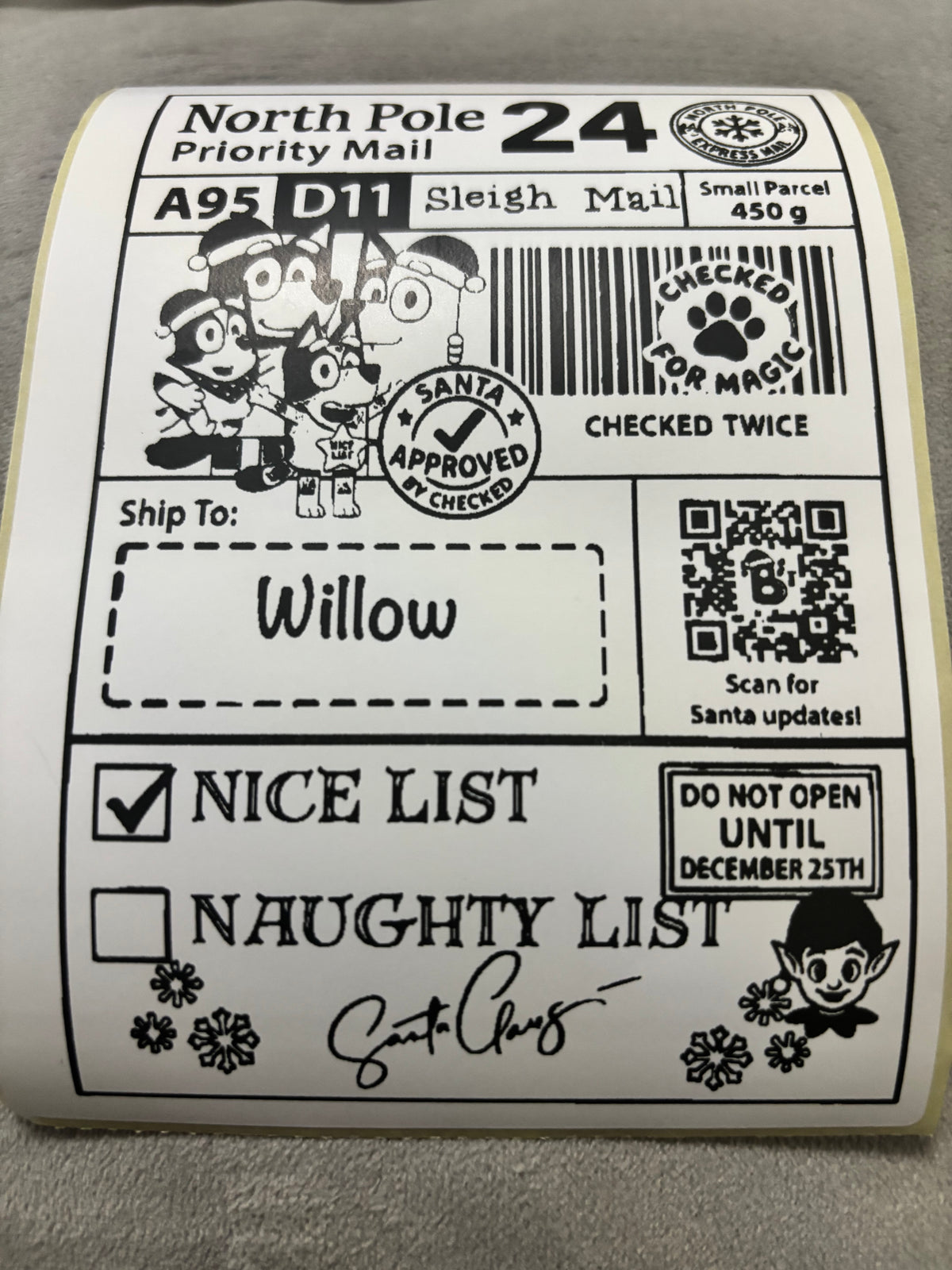 Personalised Nice List Labels