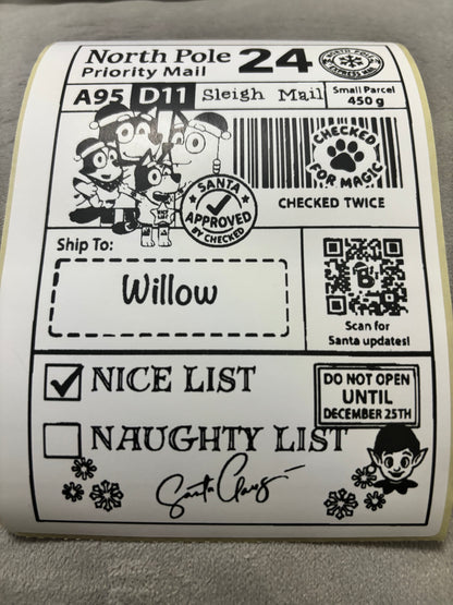 Personalised Nice List Labels