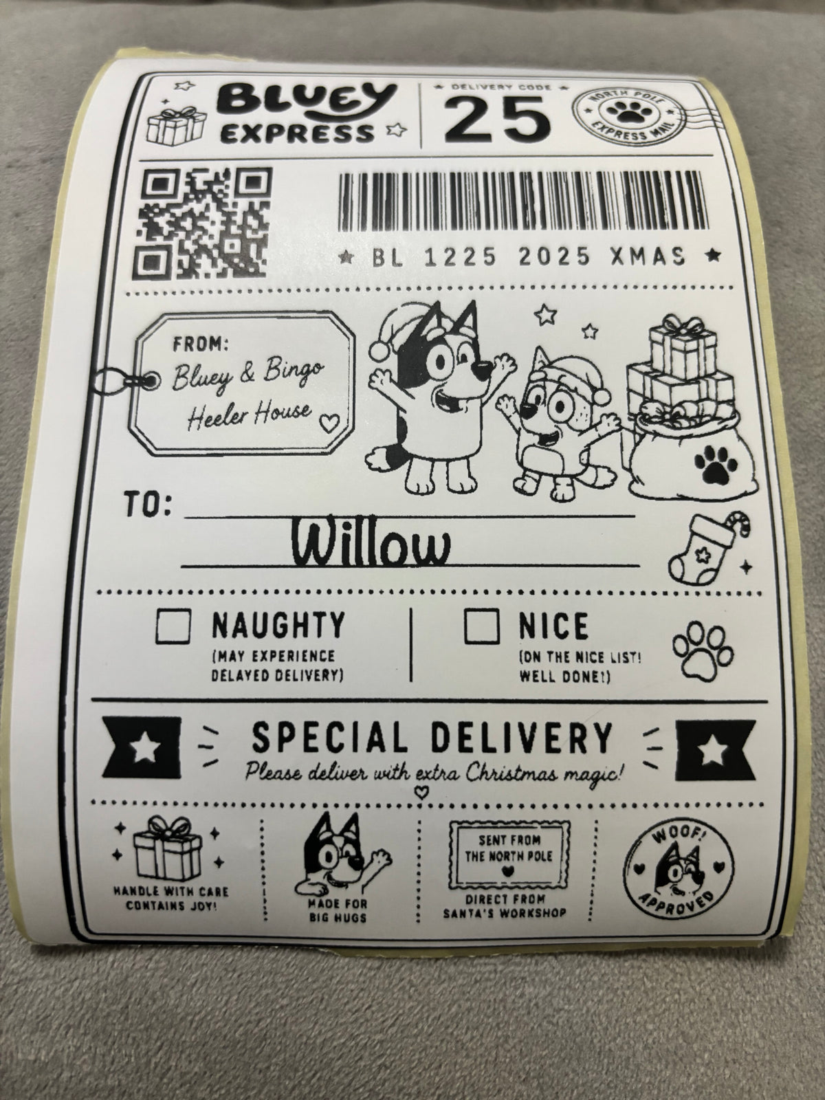 Personalised Nice List Labels