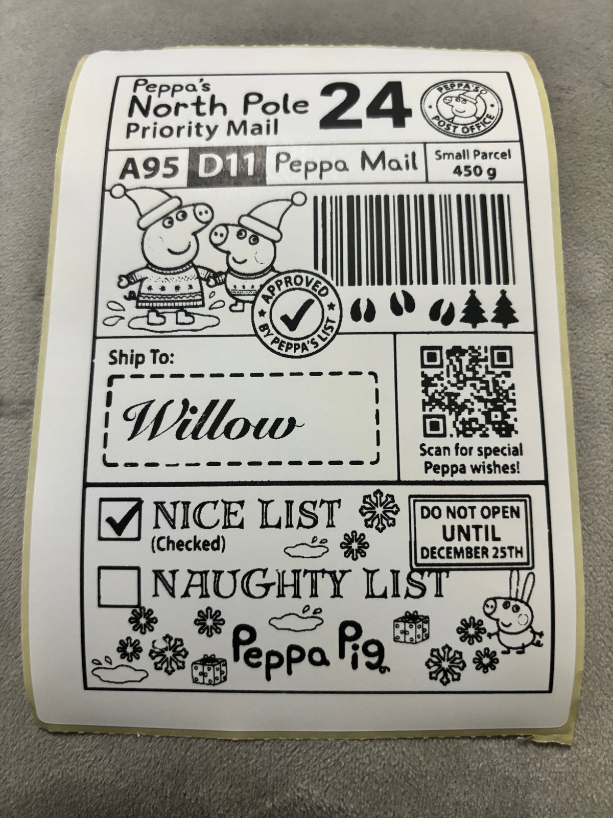 Personalised Nice List Labels