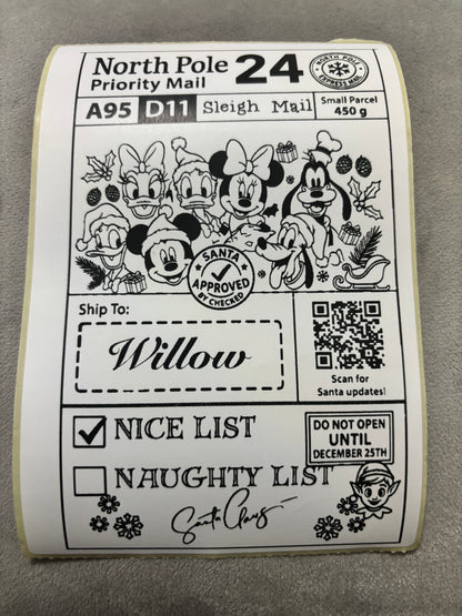 Personalised Nice List Labels