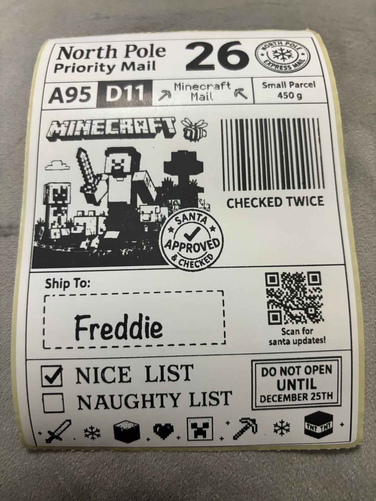 Personalised Nice List Labels