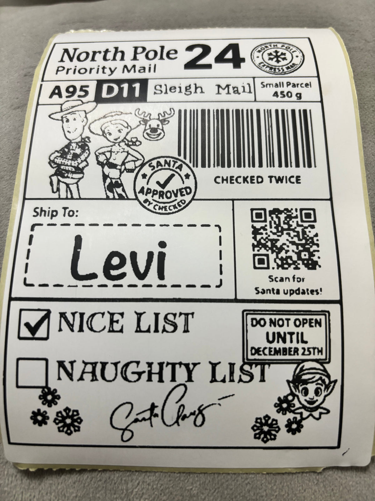 Personalised Nice List Labels