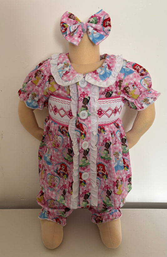 Girls Pretty Princess smocked PJs