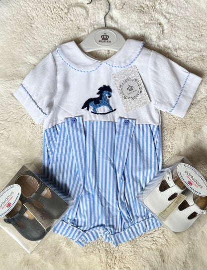 Baby Boys Rocking Horse Embroidered Romper