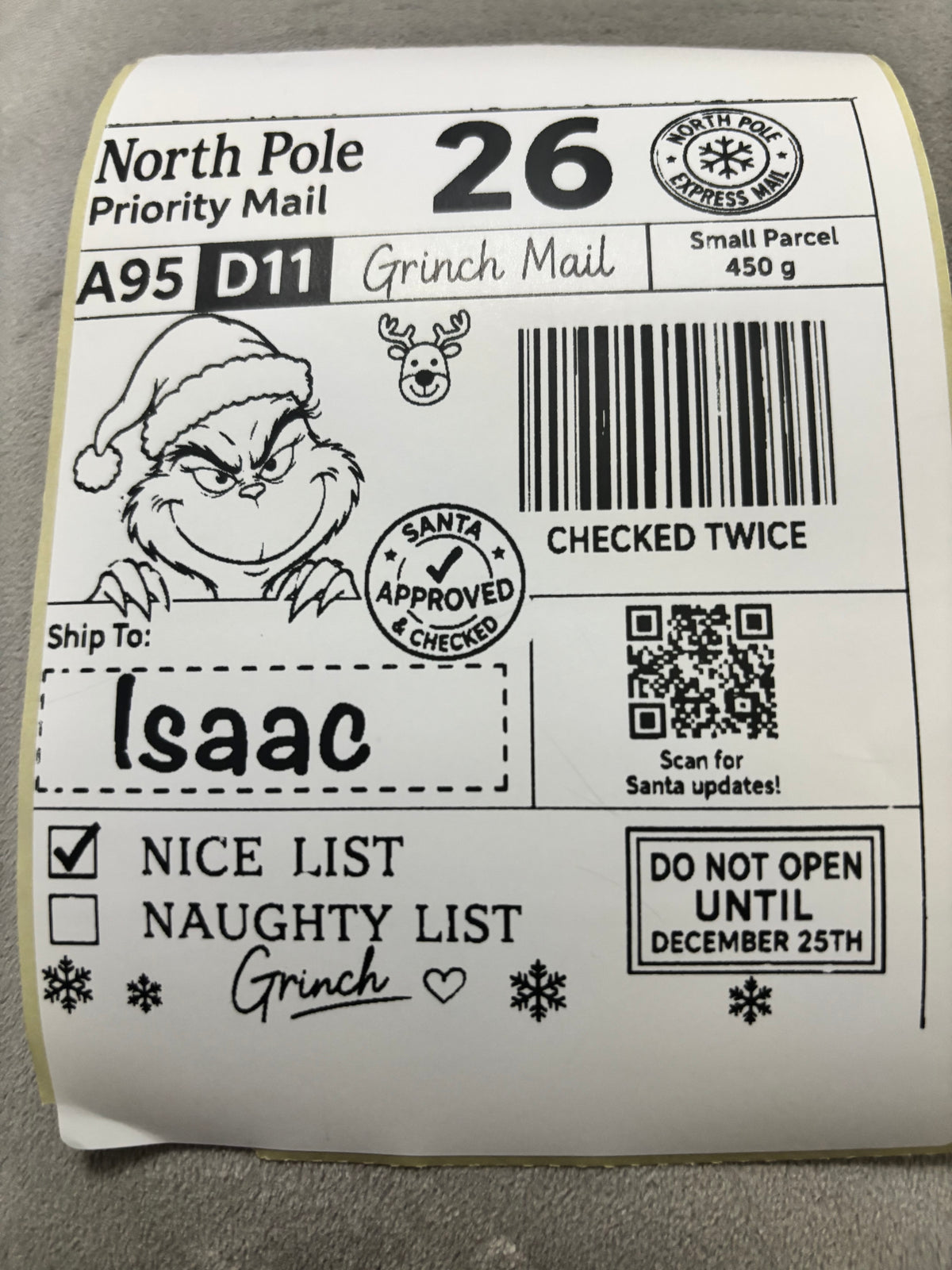 Personalised Nice List Labels