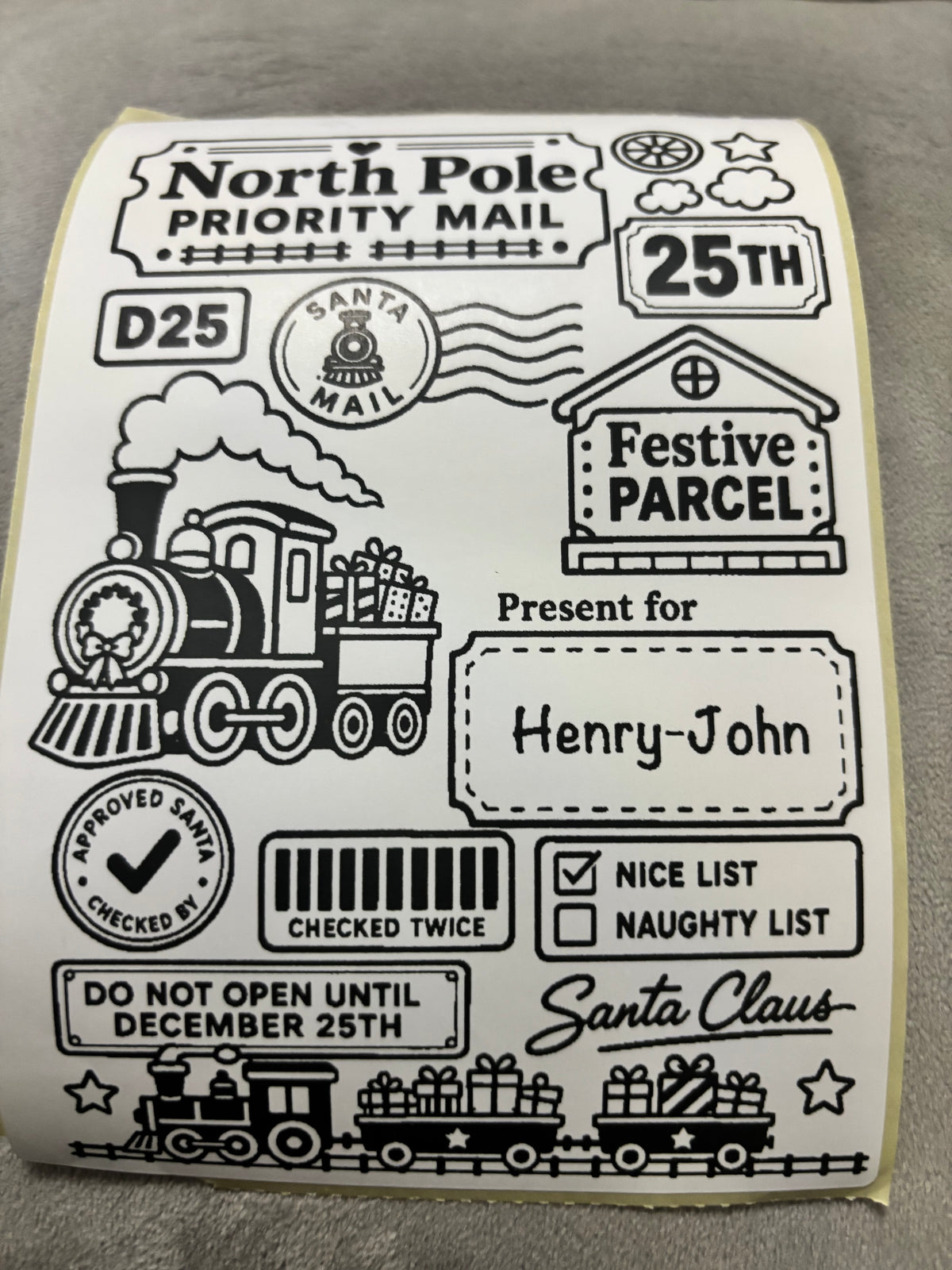 Personalised Nice List Labels