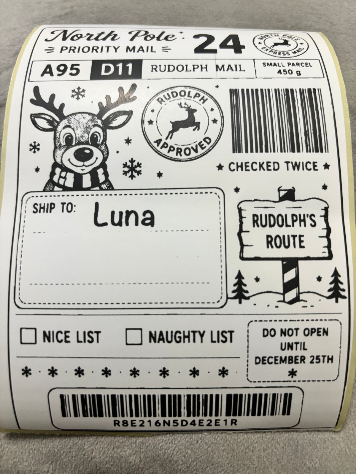 Personalised Nice List Labels