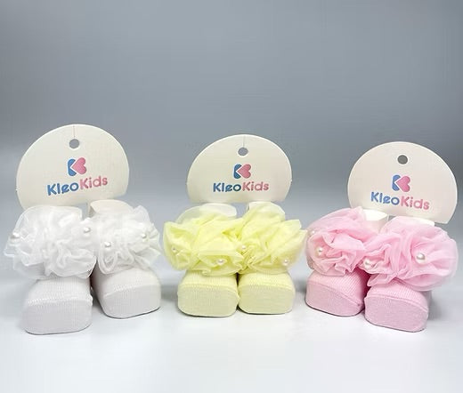 Kleo Kids Rose & Pearl Socks (Shoe Size 3.5-5)