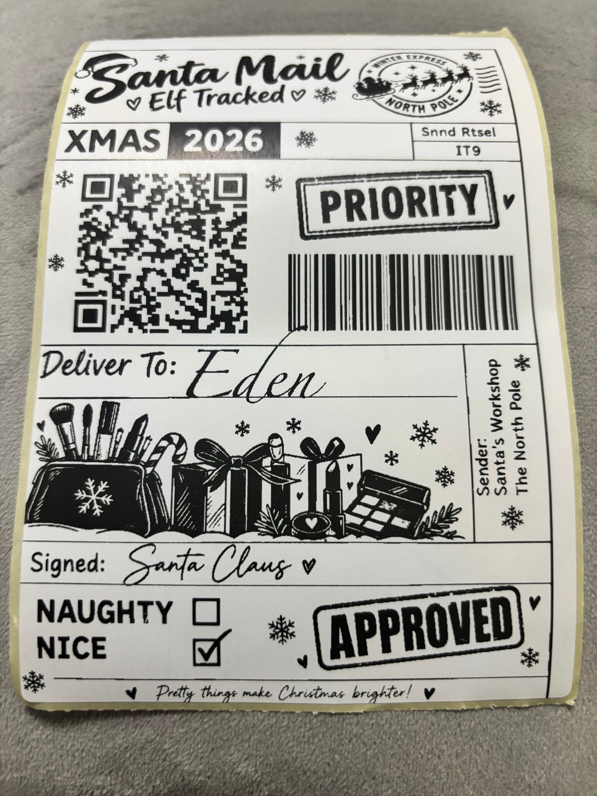 Personalised Nice List Labels