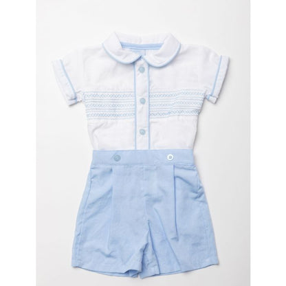 Rockabye boys smocked shirt and shorts set