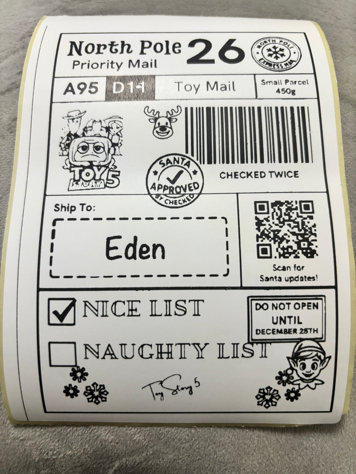 Personalised Nice List Labels