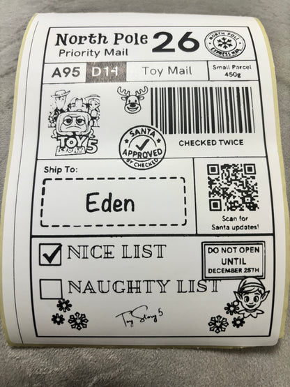 Personalised Nice List Labels