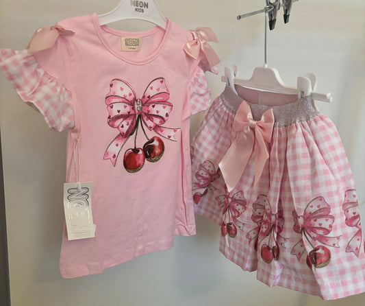 Neon Girls Cherry Skirt Set