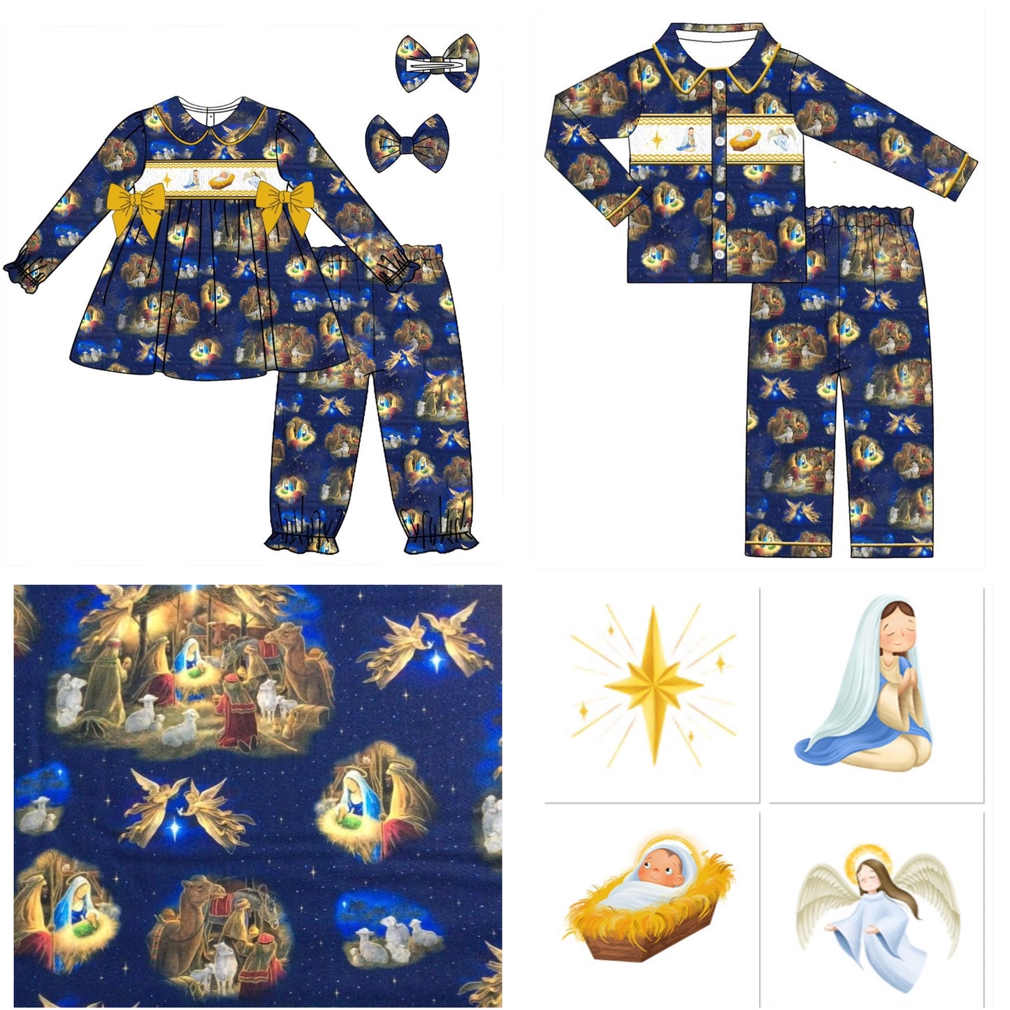 Christmas Nativity Smocked Pjs - The Reason for the Season