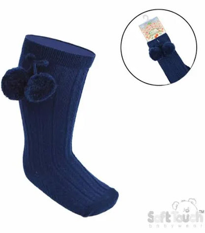 Soft Touch Ribbed Pom Pom Socks