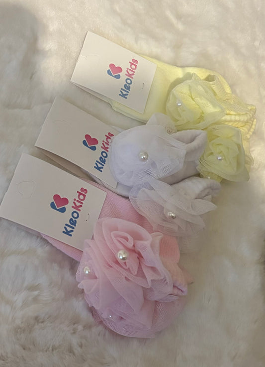 Kleo Kids Rose & Pearl Socks (Shoe Size 3.5-5)