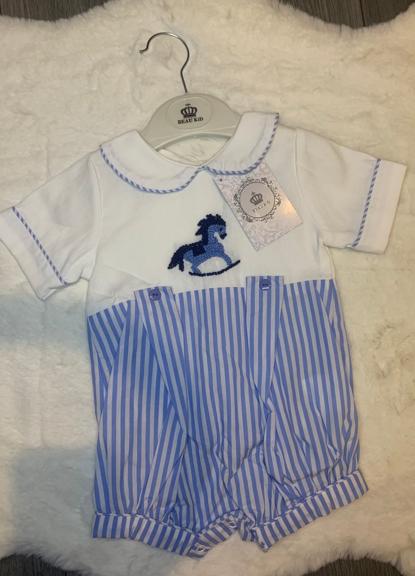 Baby Boys Rocking Horse Embroidered Romper