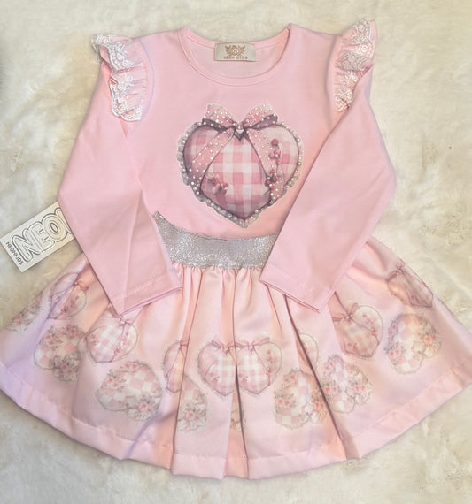 Neon Girls Hearts Skirt Set