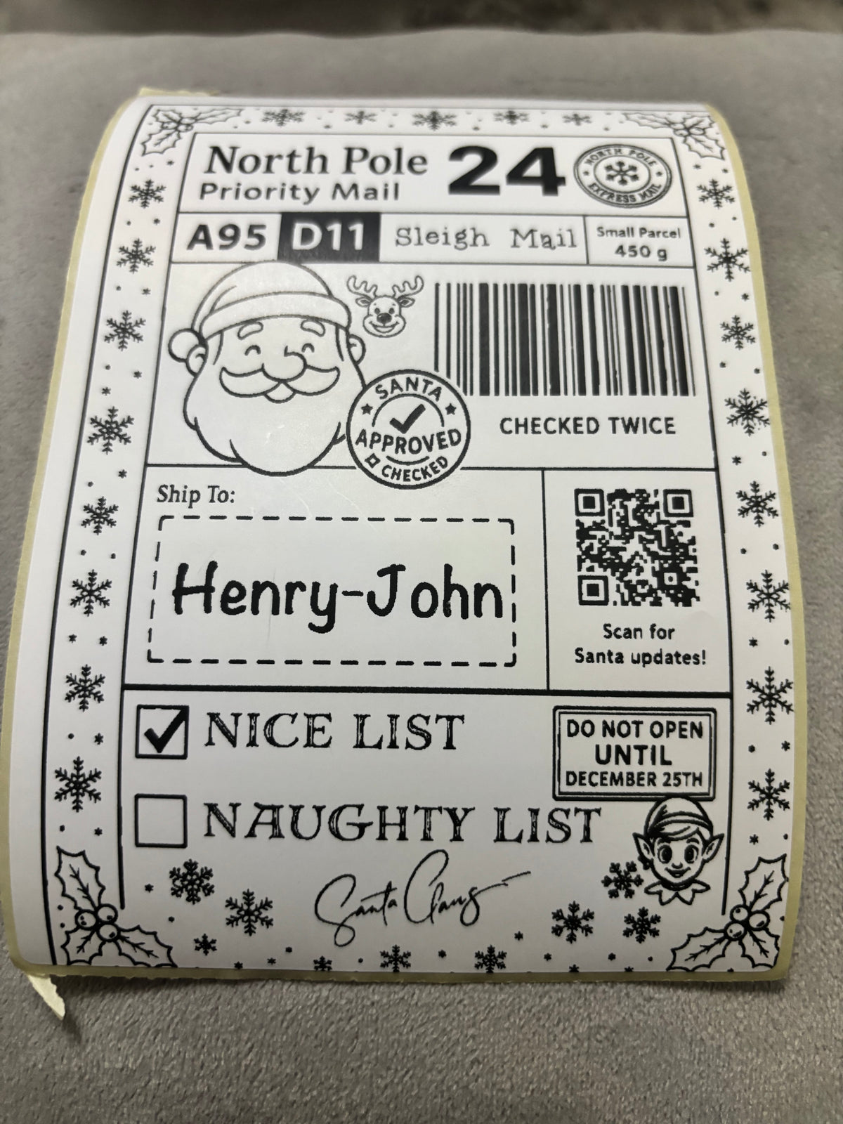 Personalised Nice List Labels