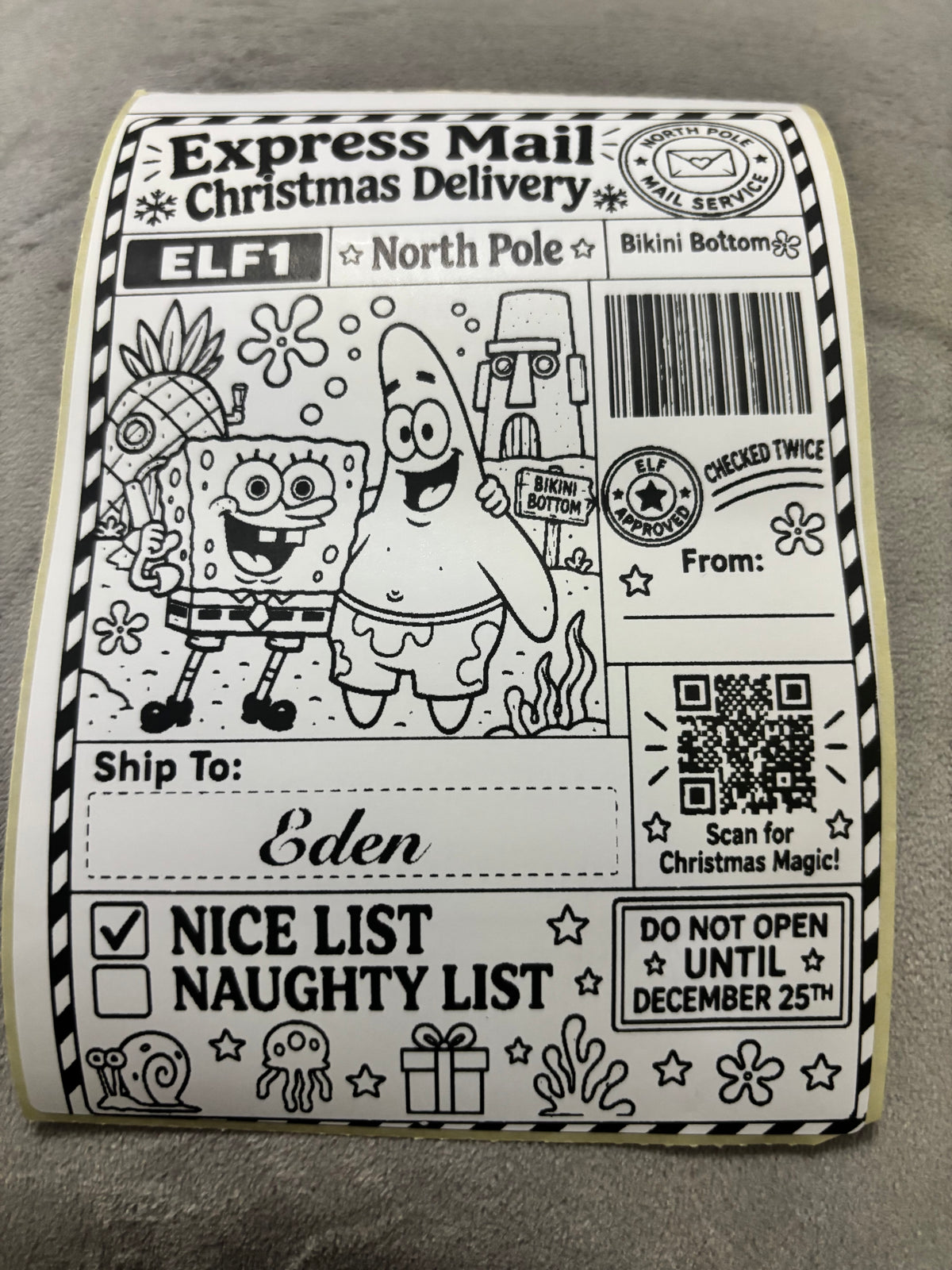 Personalised Nice List Labels
