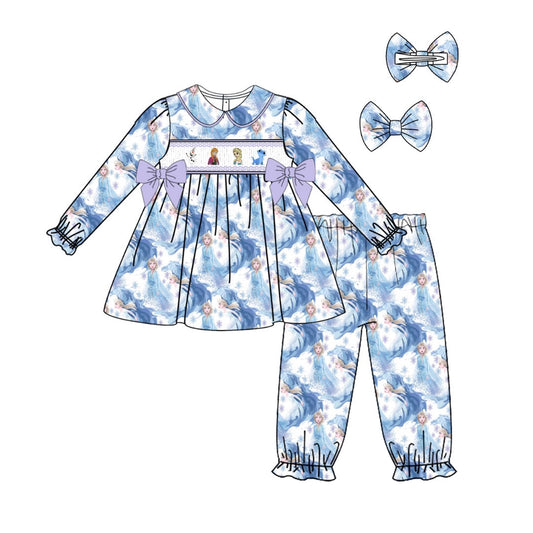 Girls Frozen smocked pyjamas