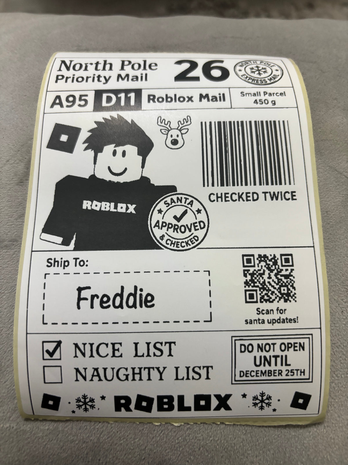 Personalised Nice List Labels