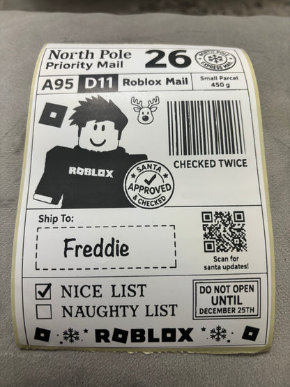 Personalised Nice List Labels