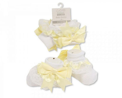 Baby Girls Lace & Bow Ankle Socks