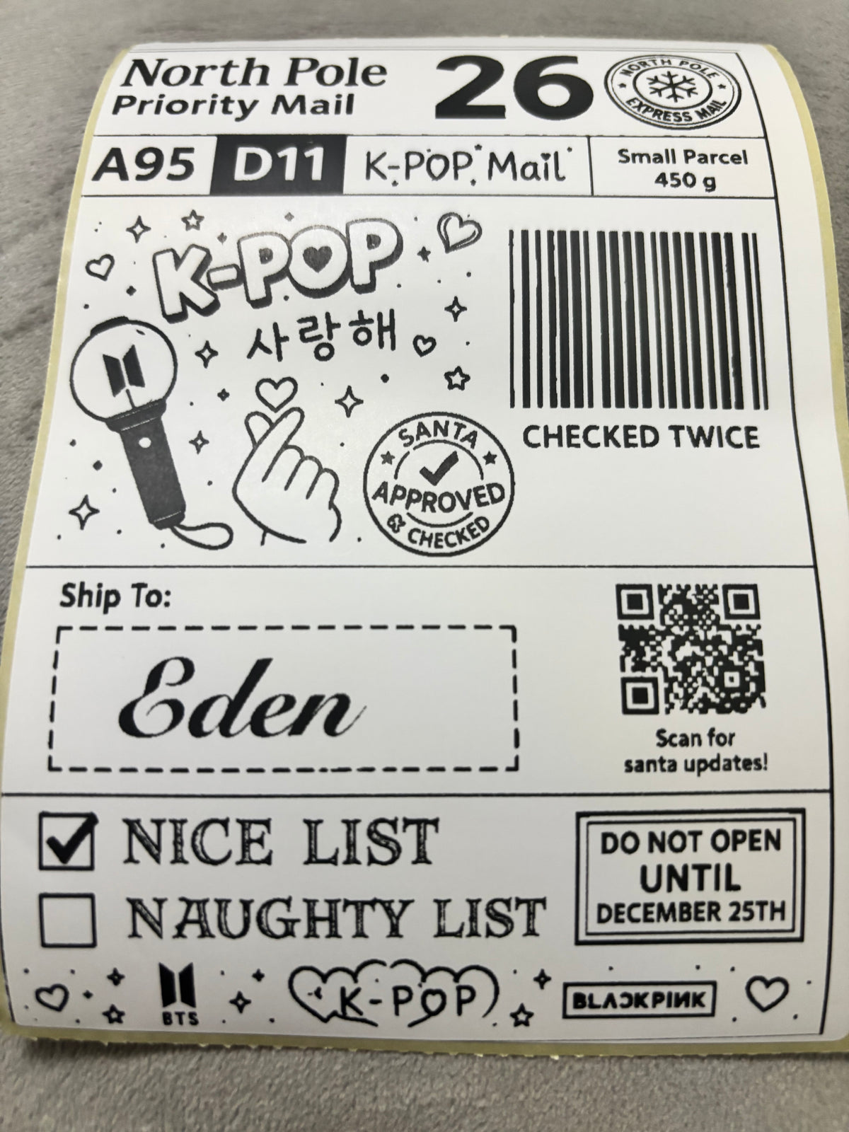 Personalised Nice List Labels