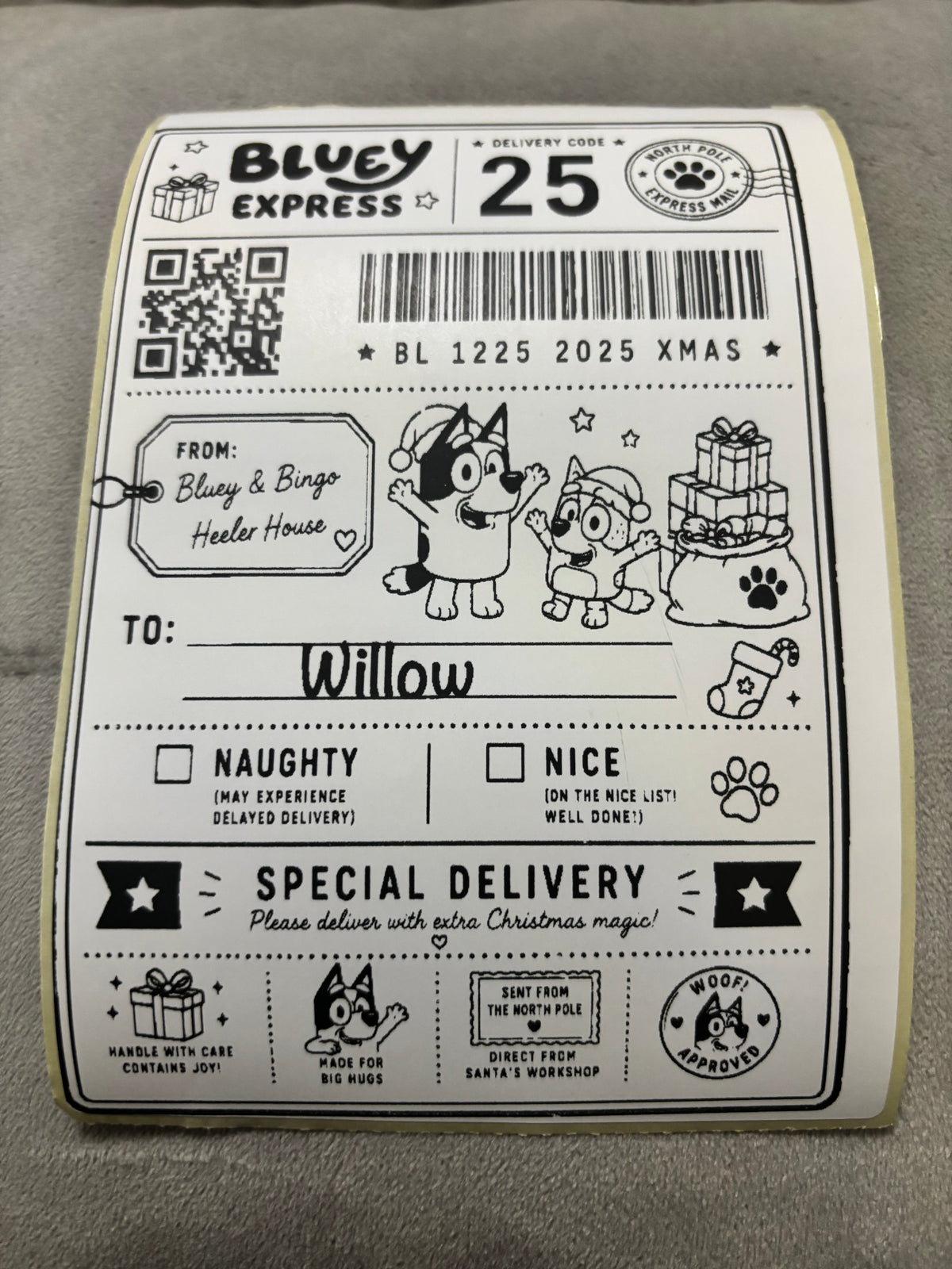 Personalised Nice List Labels