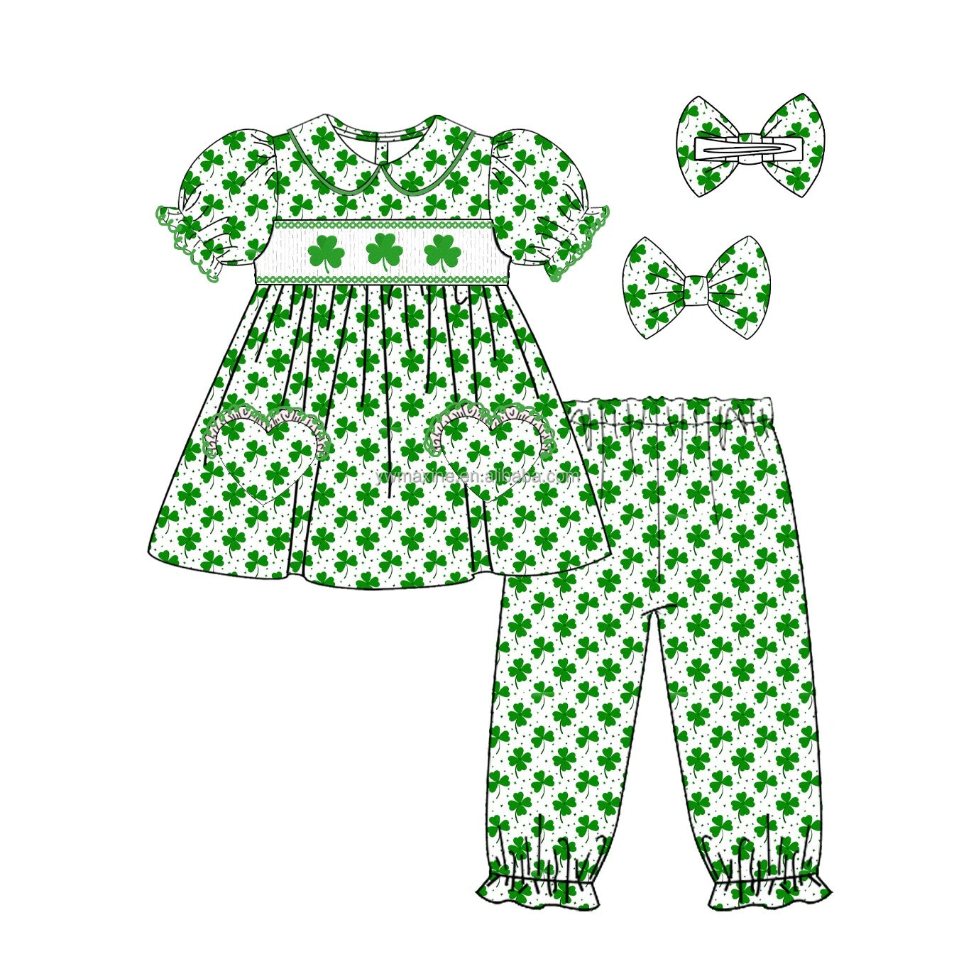 Girls Shamrock & Clovers Smock PJ’s