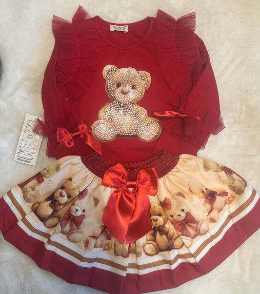 Neon Girls Teddy Skirt Set