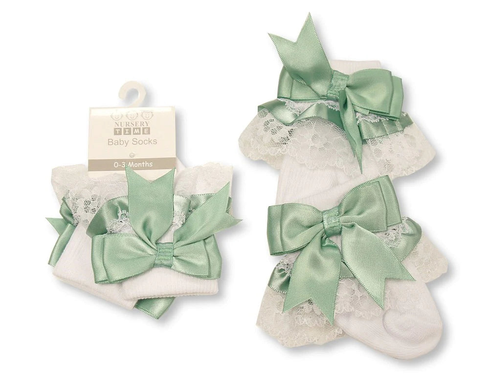 Baby Girls Lace & Bow Ankle Socks