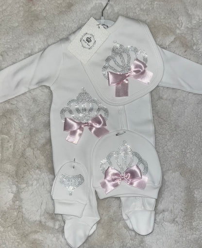 Girls Luxury 4 Piece Babygrow Set