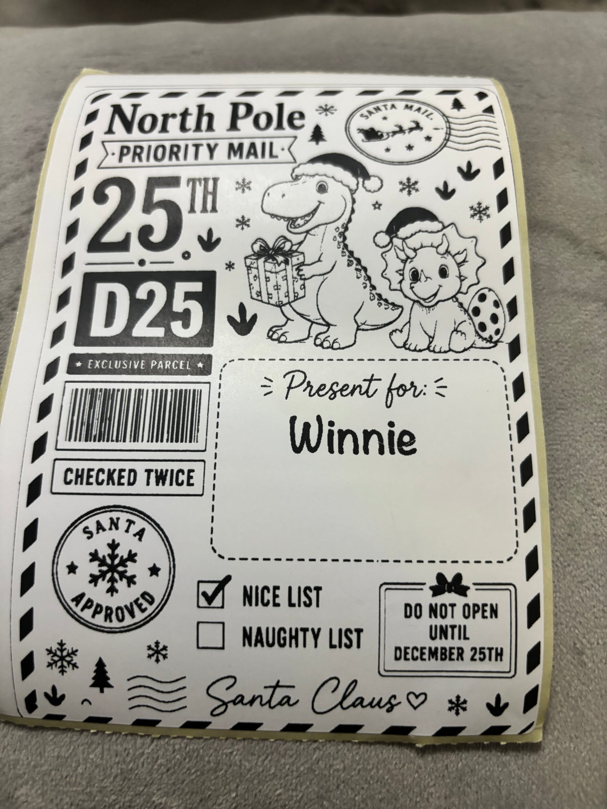 Personalised Nice List Labels