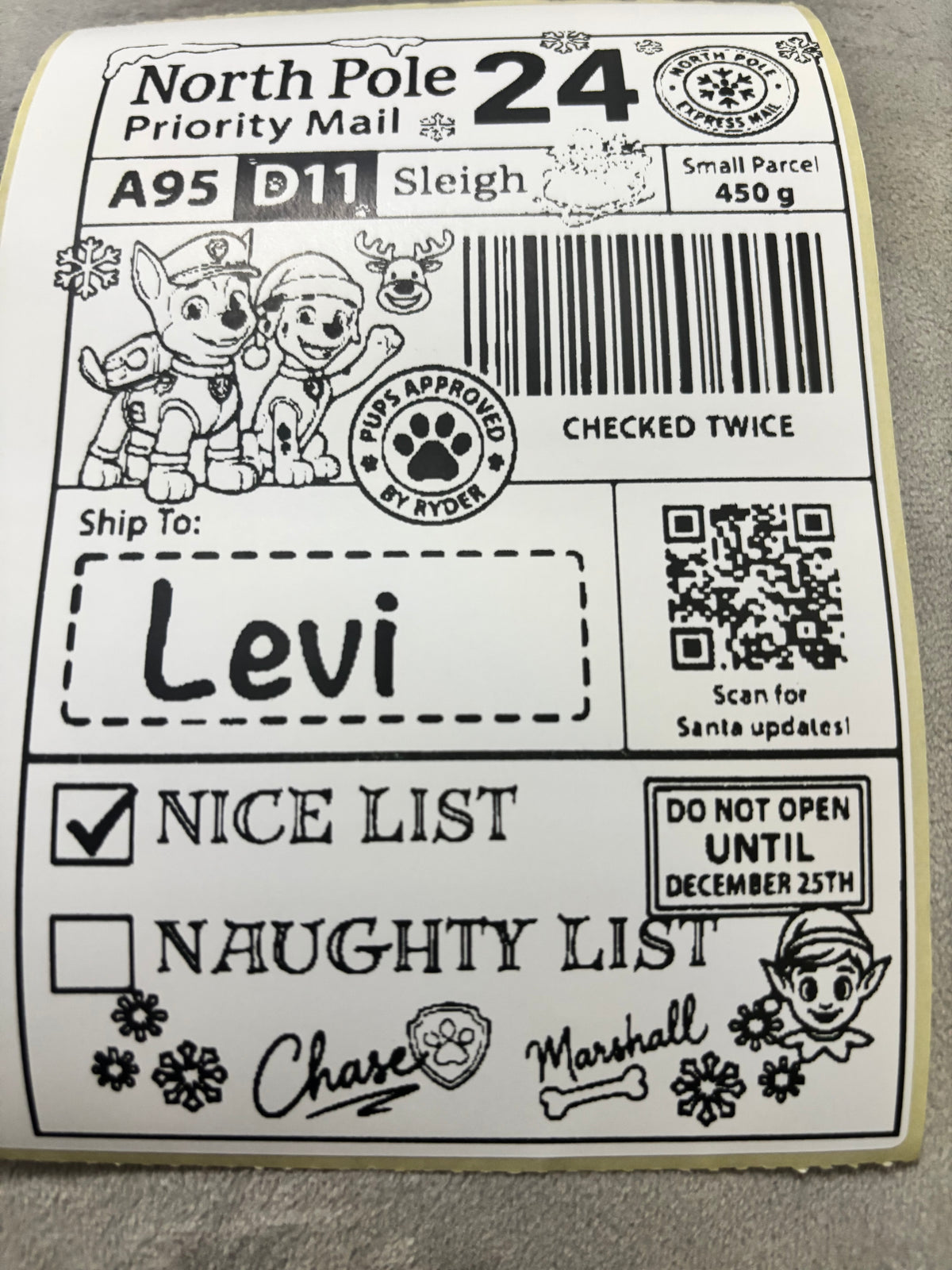 Personalised Nice List Labels