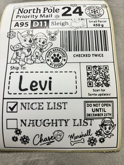 Personalised Nice List Labels