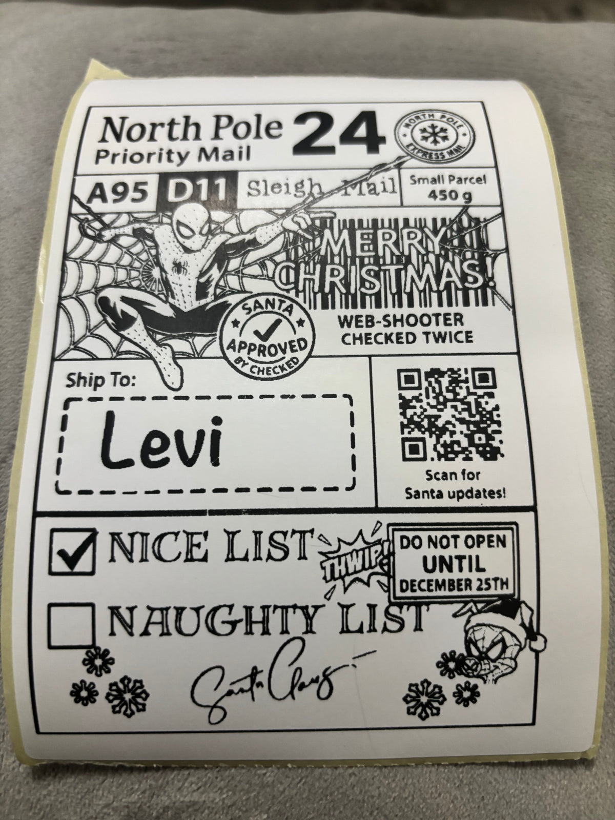 Personalised Nice List Labels