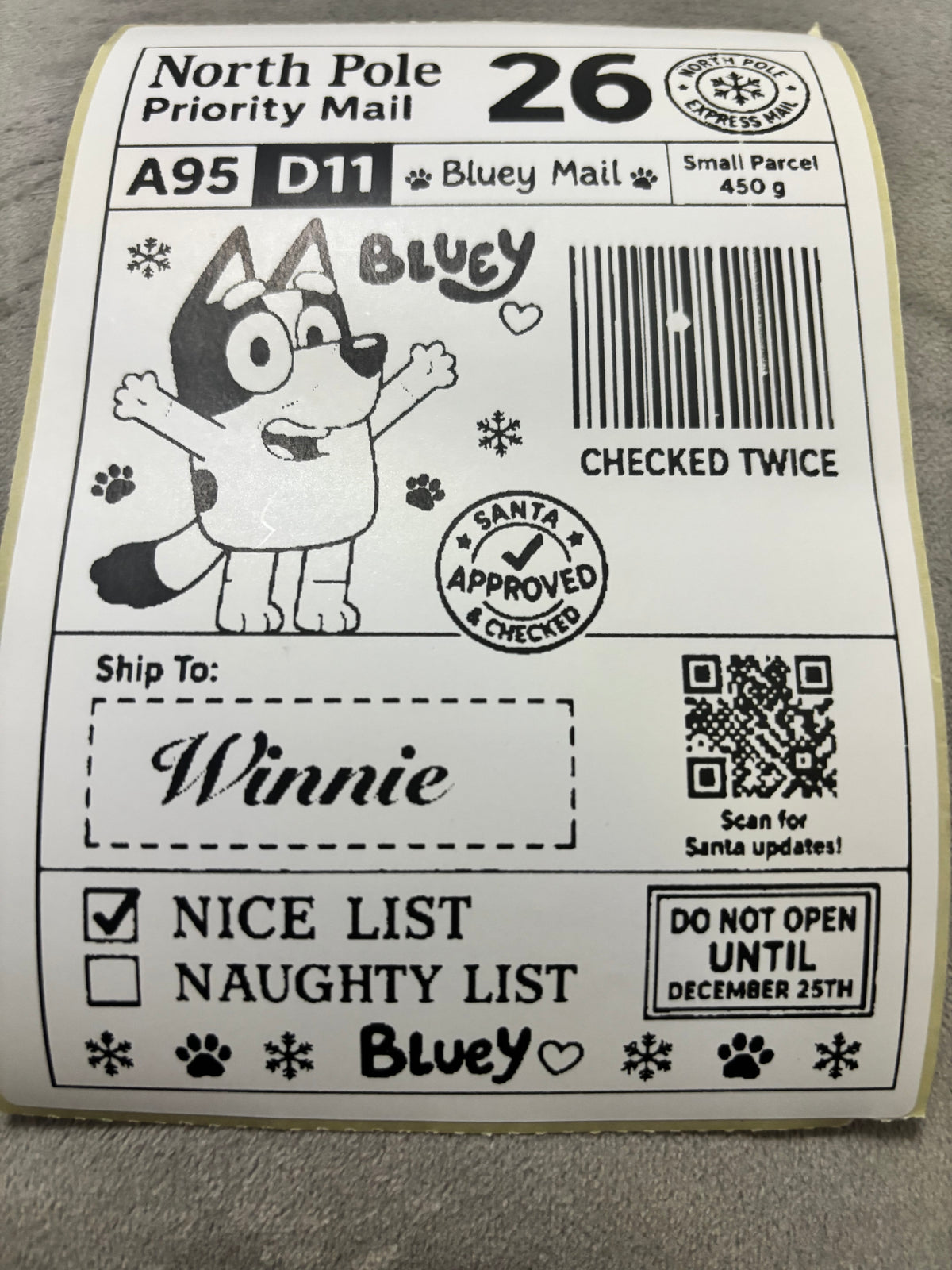 Personalised Nice List Labels