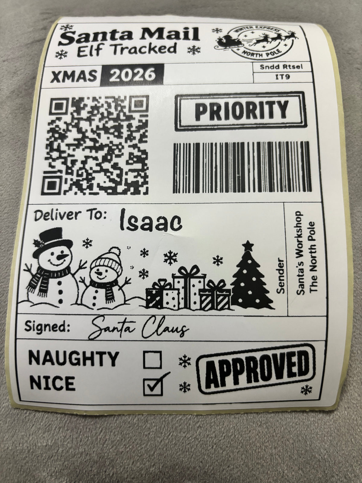 Personalised Nice List Labels