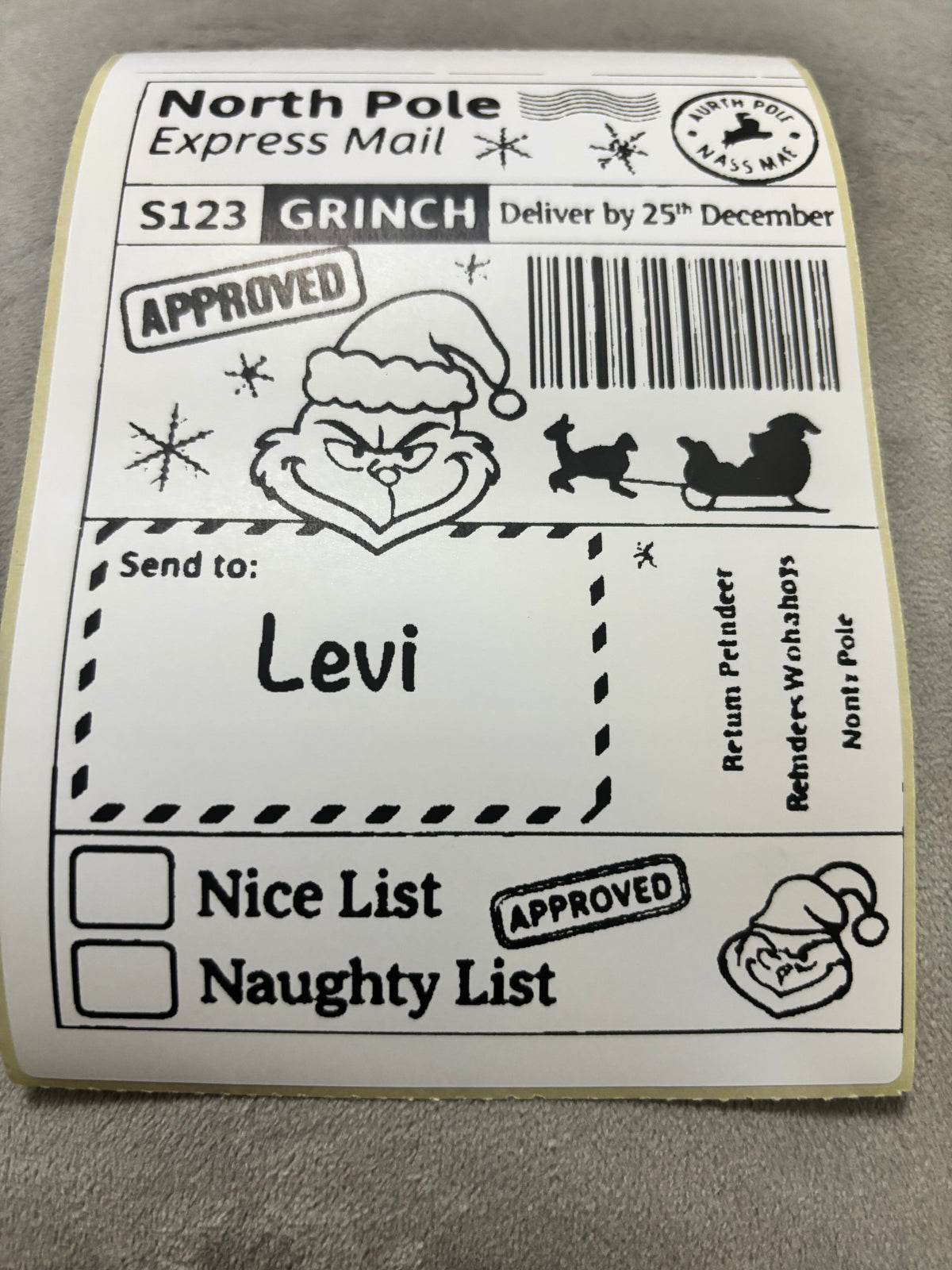 Personalised Nice List Labels