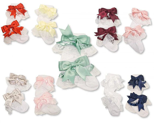 Baby Girls Lace & Bow Ankle Socks