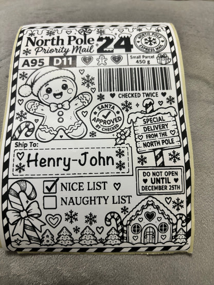 Personalised Nice List Labels