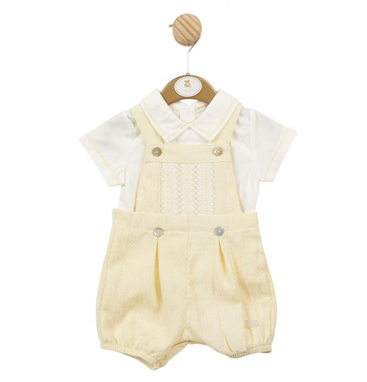 Mintini Boys Smocked Waffle Short Dungaree Set 3-24m