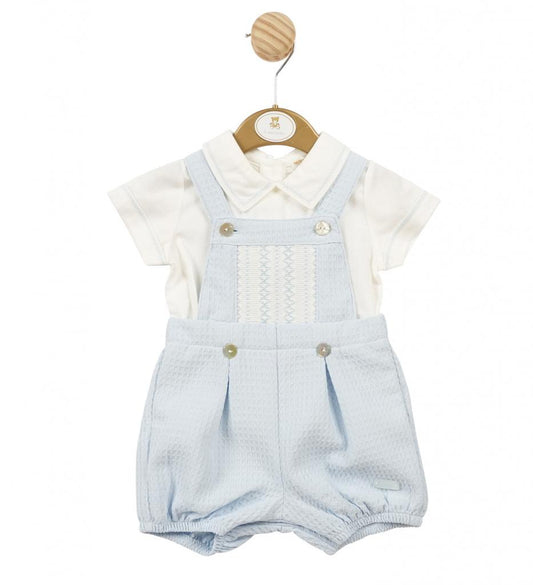 Mintini Boys Smocked Waffle Short Dungaree Set 12-24m