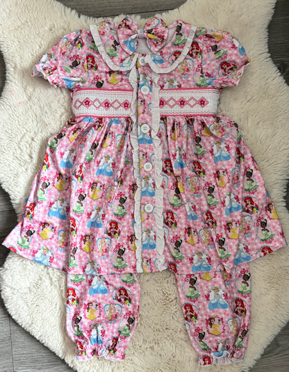 Girls Pretty Princess smocked PJs